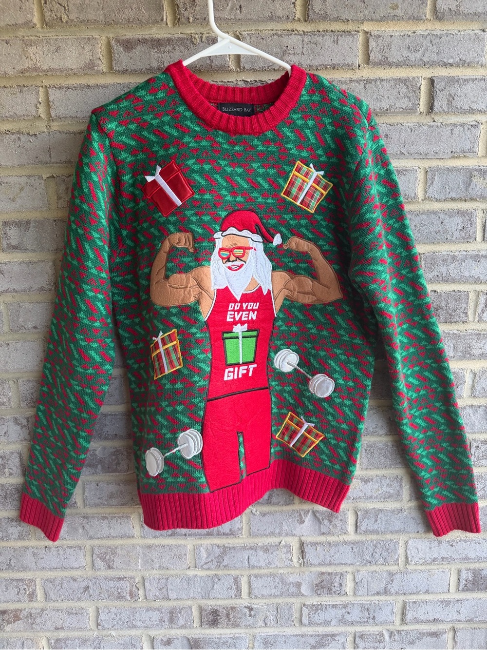 Blizzard Bay Ugly Christmas Sweater Do You Even Gift Buff Muscle Santa Medium